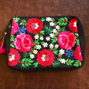 Embroidered Flower Makeup Bag